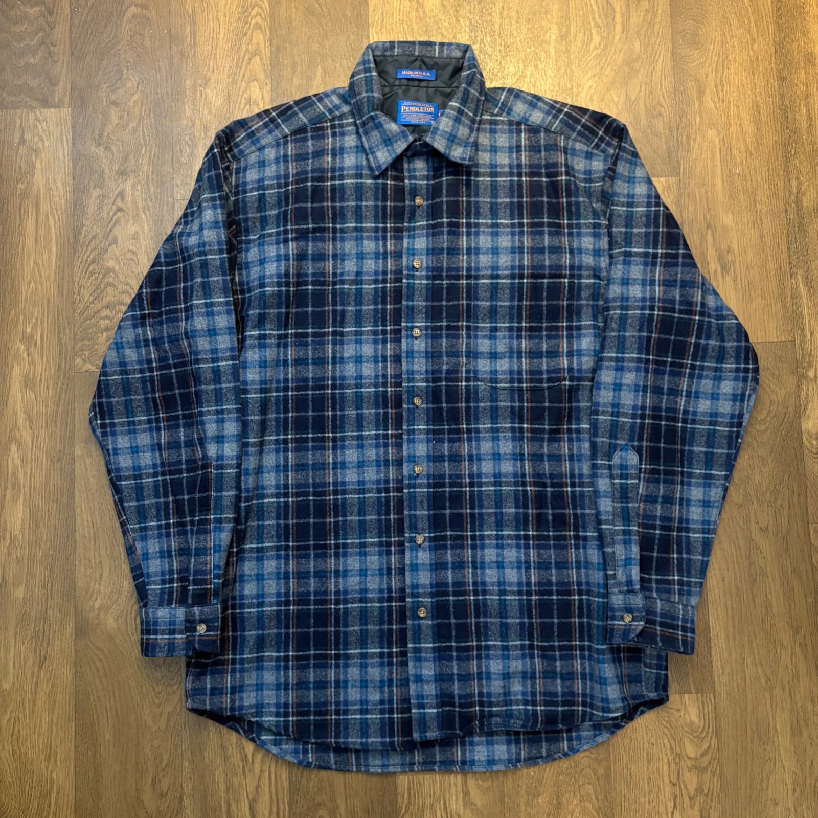 Vintage Menswear Boho Preppy Style Pendleton Woolen Mills Blue Flannel Shirt